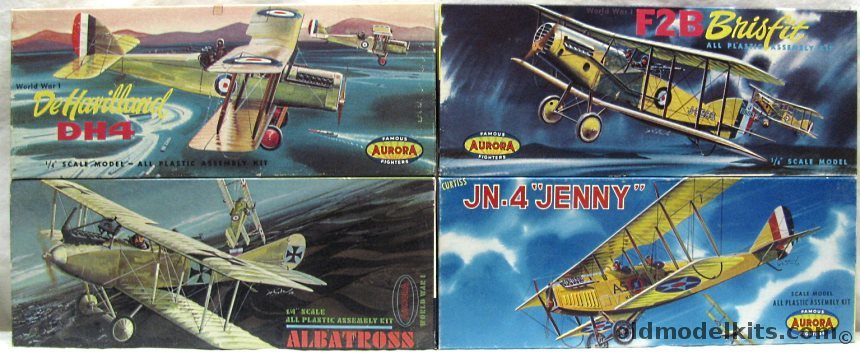 Aurora 1/48 112-98 DeHavilland DH-4 / 113-98 F-2B Brisfit / 114-98 Curtiss JN-4 Jenny / 142-100 Albatross C-III plastic model kit